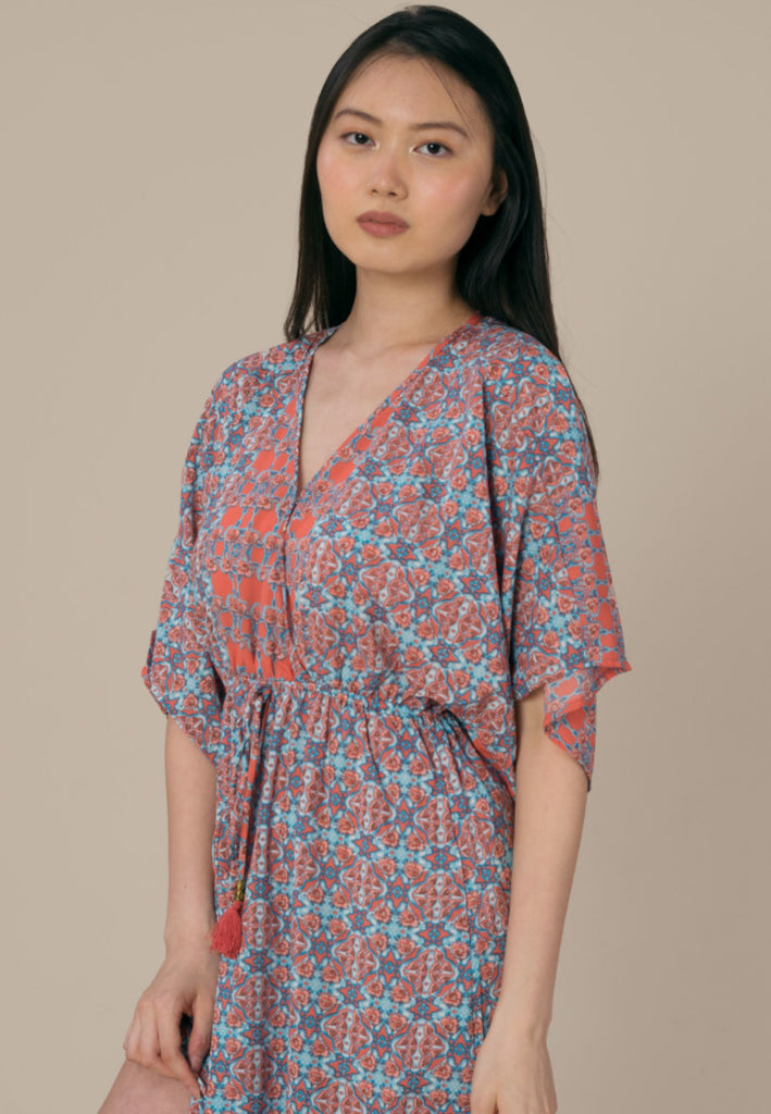 Aanya Hong Kong Women's Bohemian Blue Pink Maxi Dress