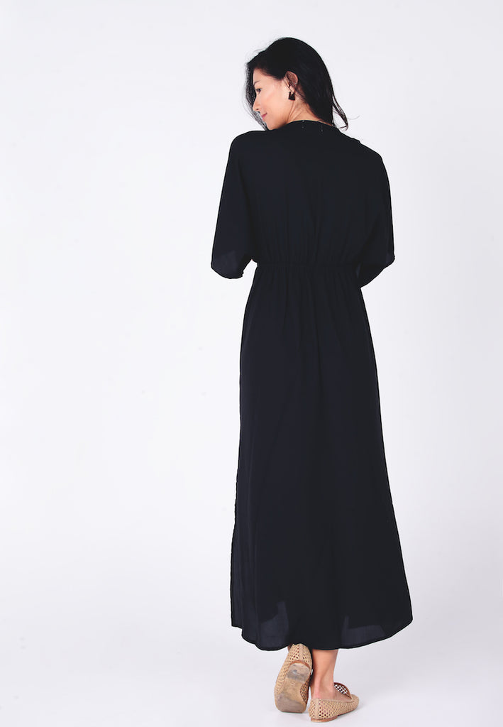 Hasina Boho Maxi Dress | Black