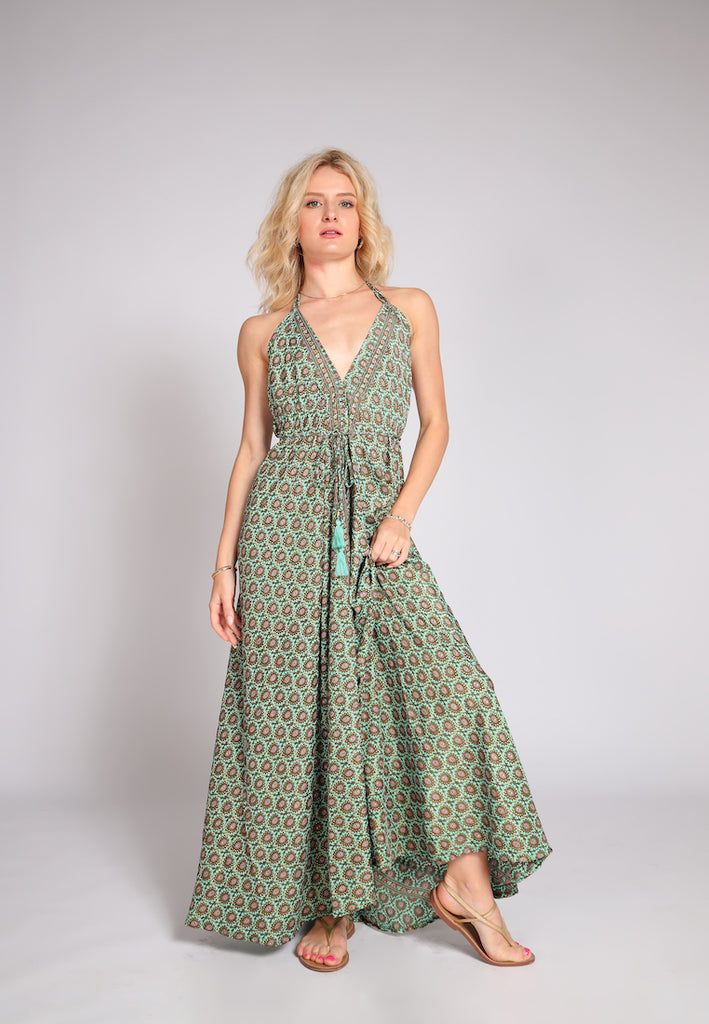 Ona Maxi Dress | Mint Green Paisley
