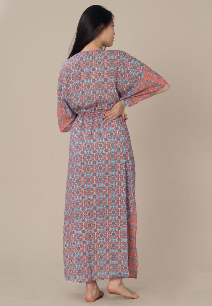Aanya Hong Kong Women's Bohemian Blue Pink Maxi Dress