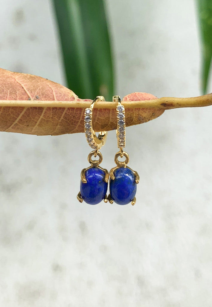 Elevated Lapis Lazuli Gold Hoops