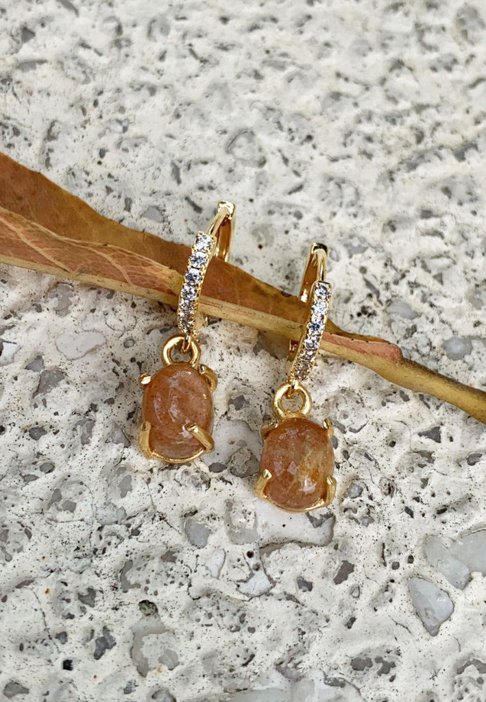 Elevated Sunstone Gold Hoops