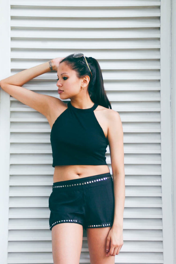 Shop Women's Black High Waisted Shorts | Aanya